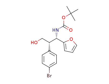 Molecular Structure of 1584128-35-7 ((2S,3S)-3-[N-(tert-butoxycarbonyl)amino]-3-(furan-2-yl)-2-(4-bromophenyl)propanol)