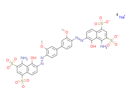 1,3-Naphthalenedisulfonicacid,6,6'-[(3,3'-dimethoxy[1,1'-biphenyl]-4,4'-diyl)bis(2,1-diazenediyl)]bis[4-amino-5-hydroxy-,sodium salt (1:4)(2610-05-1)
