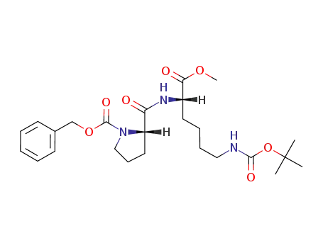 Molecular Structure of 112920-78-2 (benzyl 2S-(6-tert-butoxycarbonylamino)-1-(methoxy-1-oxohexan-2S-ylcarbamoyl)pyrrolidine-1-carboxylate)