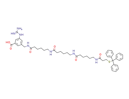 Benzoic acid,
3-[(aminoiminomethyl)amino]-5-(3,10,17,24-tetraoxo-28,28,28-triphenyl
-27-thia-2,9,16,23-tetraazaoctacos-1-yl)-