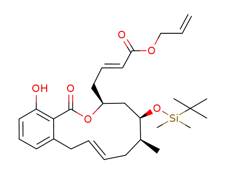 (12E)-(7S,9R,10S)-9-(tert-butyldimethylsilyloxy)-7-[(2E)-3-(carboallyloxy)prop-2-enyl]-4-hydroxy-10-methyl-7,8,9,10,11,12,13,14-hexahydro-6-oxa-benzocyclodecen-5-one