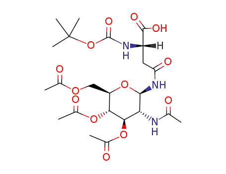 Molecular Structure of 76521-35-2 (N-<2-(acetylamino)-2-deoxy-3,4,6-triacetyl-β-D-glucopyranosyl>-N<sup>2</sup>-<(1,1-dimethylethoxy)carbonyl>-L-asparagine)