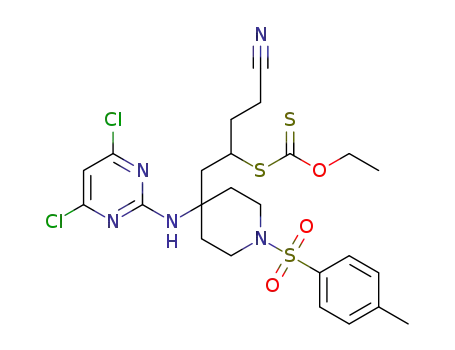 S-(4-cyano-1-(4-((4,6-dichloropyrimidin-2-yl)amino)-1-tosylpiperidin-4-yl)butan-2-yl) O-ethyl carbonodithioate
