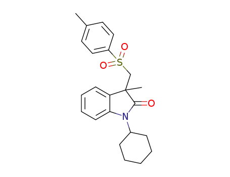 Molecular Structure of 1620220-90-7 (1-cyclohexyl-3-methyl-3-(tosylmethyl)indolin-2-one)