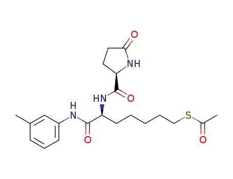 Molecular Structure of 1428535-79-8 (thioacetic acid S-{(S)-6-[((R)-5-oxo-pyrrolidine-2-carbonyl)-amino]-6-m-tolylcarbamoyl-hexyl} ester)