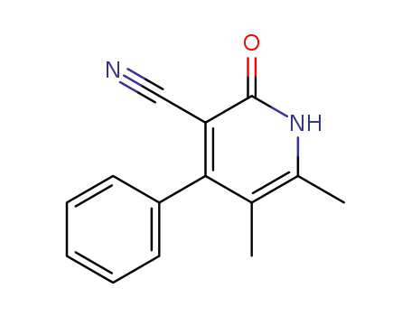 Molecular Structure of 30456-37-2 (3-Pyridinecarbonitrile, 1,2-dihydro-5,6-dimethyl-2-oxo-4-phenyl-)