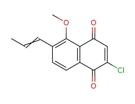 Molecular Structure of 89414-72-2 (1,4-Naphthalenedione, 2-chloro-5-methoxy-6-(1-propenyl)-)