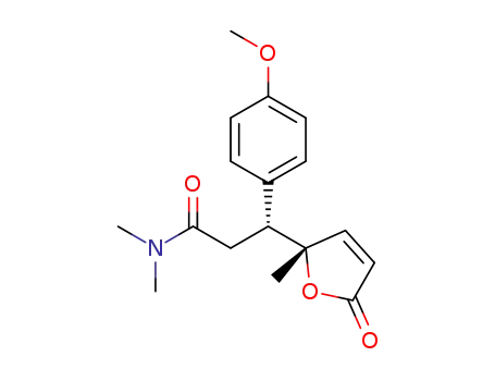 Molecular Structure of 1638616-06-4 ((R)-3-(4-methoxyphenyl)-N,N-dimethyl-3-((S)-2-methyl-5-oxo-2,5-dihydrofuran-2-yl)propanamide)