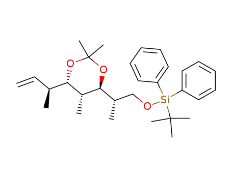 Molecular Structure of 129032-51-5 (Silane,
(1,1-dimethylethyl)diphenyl[(2S)-2-[(4S,5R,6S)-2,2,5-trimethyl-6-[(1S)-1
-methyl-2-propenyl]-1,3-dioxan-4-yl]propoxy]-)
