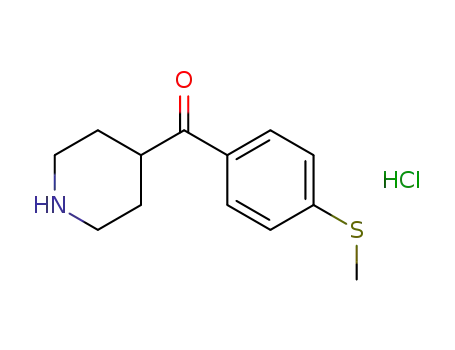 Molecular Structure of 140235-27-4 (Methanone, [4-(methylthio)phenyl]-4-piperidinyl-, hydrochloride)