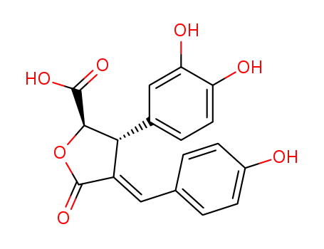 Molecular Structure of 130396-76-8 (D-erythro-Pentaricacid, 3,4-dideoxy-3-(3,4-dihydroxyphenyl)-4-[(4-hydroxyphenyl)methylene]-,5,2-lactone, (4E)- (9CI))