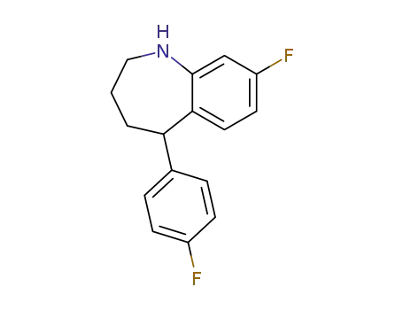 Molecular Structure of 68351-39-3 (1H-1-Benzazepine, 8-fluoro-5-(4-fluorophenyl)-2,3,4,5-tetrahydro-)