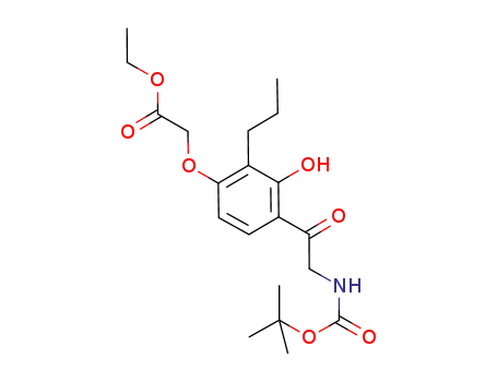 Molecular Structure of 850399-42-7 (Acetic acid,
[4-[[[(1,1-dimethylethoxy)carbonyl]amino]acetyl]-3-hydroxy-2-propylphen
oxy]-, ethyl ester)