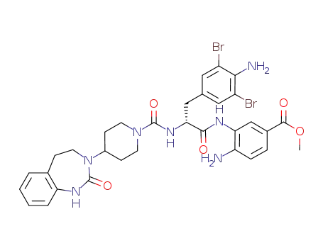 methyl 4-amino-3-((R)-3-(4-amino-3,5-dibromo-phenyl)-2-{[4-(2-oxo-1,2,4,5-tetrahydro-1,3-benzodiazepin-3-yl)-piperidin-1-carbonyl]-amino}-propionylamino)-benzoate