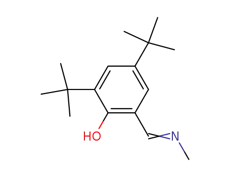 Molecular Structure of 143569-55-5 (Phenol, 2,4-bis(1,1-dimethylethyl)-6-[(methylimino)methyl]-)
