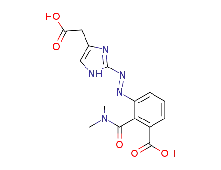 Molecular Structure of 141344-45-8 (1H-Imidazole-4-acetic acid,
2-[[3-carboxy-2-[(dimethylamino)carbonyl]phenyl]azo]-)