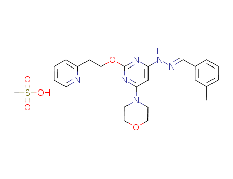 Apilimod mesylate / 3-Methylbenzaldehyde [6-(4-morpholinyl)-2-[2-(2-pyridinyl)ethoxy]-4-pyrimidinyl]hydrazone dimethanesulfonate; Apilimod dimesylate; Apilimod mesylate; STA 5326 mesylate