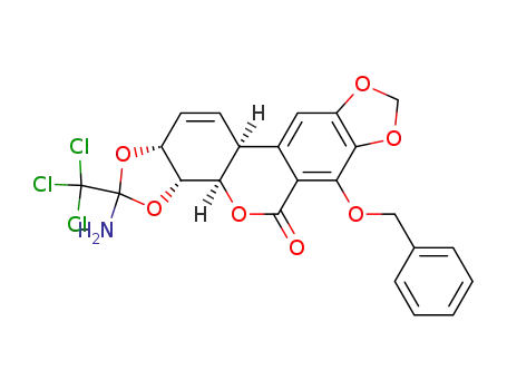 Molecular Structure of 120882-53-3 ((3aR,3bR,10bS,12aR)-2-Amino-6-benzyloxy-2-trichloromethyl-3a,3b,10b,12a-tetrahydro-1,3,4,7,9-pentaoxa-dicyclopenta[a,h]phenanthren-5-one)