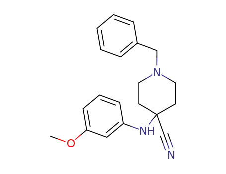 Molecular Structure of 974-71-0 (4-Piperidinecarbonitrile, 4-[(3-methoxyphenyl)amino]-1-(phenylmethyl)-)