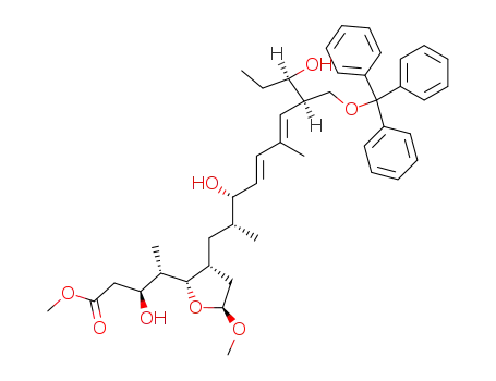 (3S,4S)-4-[(2S,3R,5S)-3-((4E,6E)-(2R,3S,8R,9R)-3,9-Dihydroxy-2,6-dimethyl-8-trityloxymethyl-undeca-4,6-dienyl)-5-methoxy-tetrahydro-furan-2-yl]-3-hydroxy-pentanoic acid methyl ester