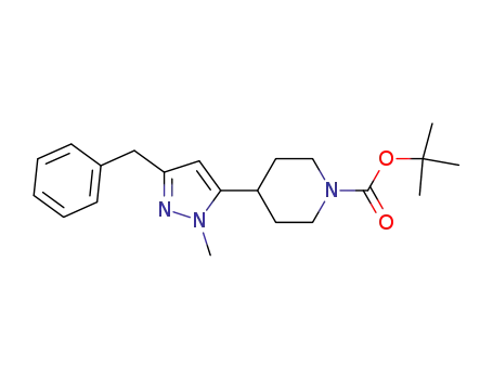 1-Piperidinecarboxylic acid,
4-[1-methyl-3-(phenylmethyl)-1H-pyrazol-5-yl]-, 1,1-dimethylethyl ester