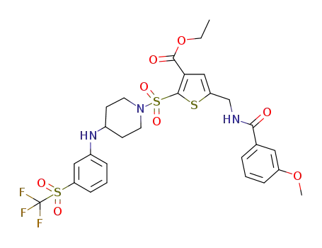 ethyl 5-{[(3-methoxybenzoyl)amino]methyl}-2-[(4-{3-[(trifluoromethyl)sulfonyl]anilino}piperidin-1-yl)sulfonyl]thiophene-3-carboxylate