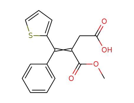 Molecular Structure of 339984-77-9 (Butanedioic acid, (phenyl-2-thienylmethylene)-, 1-methyl ester)