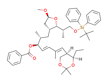 Benzoic acid (2E,4E)-(S)-1-((R)-2-{(2S,3R,5S)-2-[(S)-2-(tert-butyl-diphenyl-silanyloxy)-1-methyl-ethyl]-5-methoxy-tetrahydro-furan-3-yl}-1-methyl-ethyl)-5-((4R,5R)-4-ethyl-2,2-dimethyl-[1,3]dioxan-5-yl)-4-methyl-penta-2,4-dienyl ester