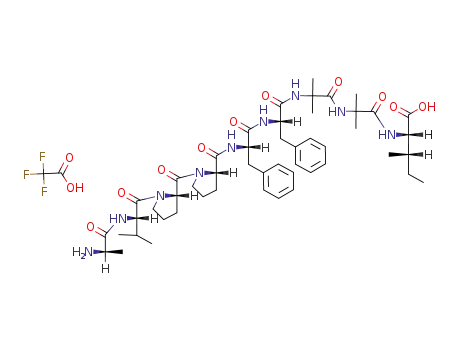 Molecular Structure of 141666-99-1 (L-Isoleucine,
N-[N-[N-[N-[N-[1-[1-(N-D-alanyl-L-valyl)-L-prolyl]-L-prolyl]-L-phenylalanyl]-L
-phenylalanyl]-2-methylalanyl]-2-methylalanyl]-, mono(trifluoroacetate))