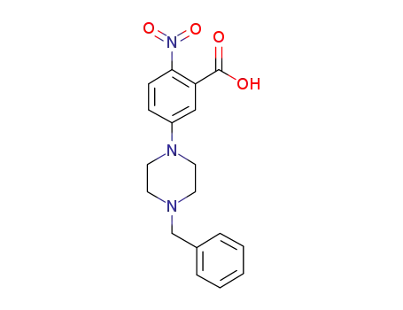 Molecular Structure of 835879-24-8 (Benzoic acid, 2-nitro-5-[4-(phenylmethyl)-1-piperazinyl]-)