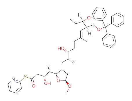 (3R,4S)-4-[(2S,3R,5S)-3-((4E,6E)-(2R,3S,8R,9R)-3,9-Dihydroxy-2,6-dimethyl-8-trityloxymethyl-undeca-4,6-dienyl)-5-methoxy-tetrahydro-furan-2-yl]-3-hydroxy-pentanethioic acid S-pyridin-2-yl ester