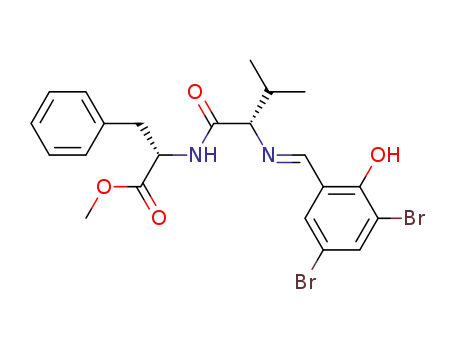 Molecular Structure of 143508-83-2 (L-Phenylalanine,
N-[N-[(3,5-dibromo-2-hydroxyphenyl)methylene]-L-valyl]-, methyl ester,
(E)-)