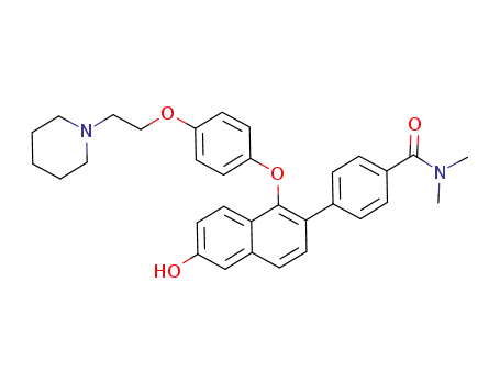 Molecular Structure of 862081-59-2 (4-{6-hydroxy-1-[4-(2-piperidin-1-yl-ethoxy)-phenoxy]-naphthalen-2-yl}-N,N-dimethyl-benzamide)
