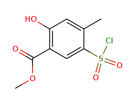 Molecular Structure of 699016-44-9 (5-Chlorosulfonyl-2-hydroxy-4-Methyl-benzoic acid Methyl ester)