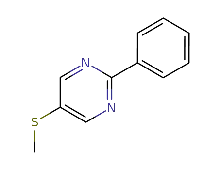 Molecular Structure of 91091-04-2 (Pyrimidine,5-(methylthio)-2-phenyl-(7CI))