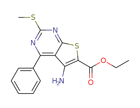 Thieno[2,3-d]pyrimidine-6-carboxylic acid,
5-amino-2-(methylthio)-4-phenyl-, ethyl ester