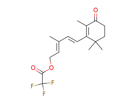 Molecular Structure of 138893-54-6 (Acetic acid, trifluoro-,
3-methyl-5-(2,6,6-trimethyl-3-oxo-1-cyclohexen-1-yl)-2,4-pentadienyl
ester, (E,E)-)