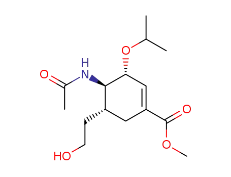 Molecular Structure of 335417-88-4 (1-Cyclohexene-1-carboxylic acid,
4-(acetylamino)-5-(2-hydroxyethyl)-3-(1-methylethoxy)-, methyl ester,
(3R,4R,5R)-)