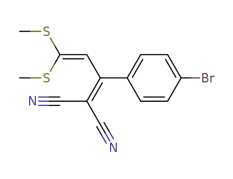 Molecular Structure of 89482-72-4 (2-(4-BROMOPHENYL)-4,4-BIS(METHYLTHIO)-1,3-BUTADIEN-1,1-DICARBONITRILE, 98)