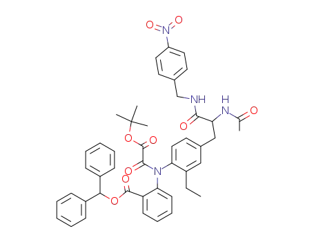 Molecular Structure of 402925-25-1 (2-{[4-(2-acetylamino-2-(4-nitro-benzylcarbamoyl)-ethyl]-2-ethyl-phenyl]-tert-butoxyoxalyl-amino}-benzoic Acid Benzhydryl Ester)