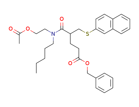 Molecular Structure of 137005-42-6 (Pentanoic acid,
5-[[2-(acetyloxy)ethyl]pentylamino]-4-[(2-naphthalenylthio)methyl]-5-oxo-,
phenylmethyl ester)