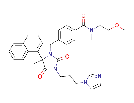 4[3-(3-imidazol-1-yl-propyl)-5-methyl-5-naphthalen-1-yl-2,4-dioxo-imidazolidin-1-ylmethyl]-N-(2-methoxy-ethyl)-N-methyl-benzamide