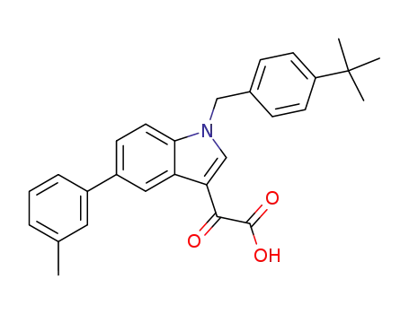 Molecular Structure of 481629-87-2 (1H-Indole-3-acetic acid, 1-[[4-(1,1-dimethylethyl)phenyl]methyl]-5-(3-methylphenyl)-α-oxo-)