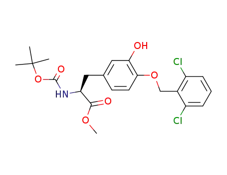 Molecular Structure of 232276-39-0 (N-(tert-butoxycarbonyl)-4-(2,6-dichlorobenzyloxy)-3-hydroxy-L-phenylalanine methyl ester)