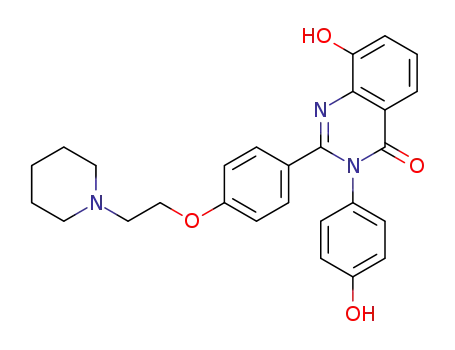 Molecular Structure of 242478-07-5 (4(3H)-Quinazolinone,  8-hydroxy-3-(4-hydroxyphenyl)-2-[4-[2-(1-piperidinyl)ethoxy]phenyl]-)