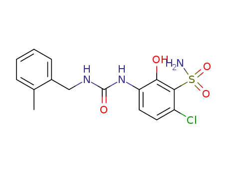 Molecular Structure of 361378-87-2 (N-(3-aminosulfonyl4-chloro-2-hydroxyphenyl)-N'-(2-methyl)benzylurea)