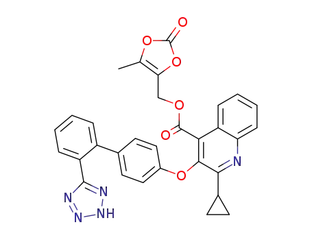 Molecular Structure of 153072-63-0 (4-Quinolinecarboxylicacid, 2-cyclopropyl-3-[[2'-(2H-tetrazol-5-yl)[1,1'-biphenyl]-4-yl]oxy]-,(5-methyl-2-oxo-1,3-dioxol-4-yl)methyl ester)