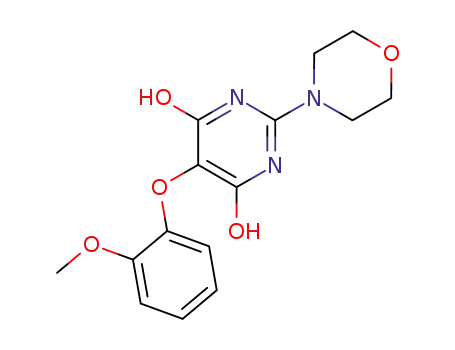 Molecular Structure of 329924-46-1 (5-(o-methoxyphenoxy)-4,6-dihydroxy-2-(N-morpholino)-pyrimidine)