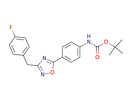 Molecular Structure of 200502-64-3 (3-(4-Fluorobenzyl)-5-(4-N-tBoc-aminophenyl)-1,2,4-oxadiazole)