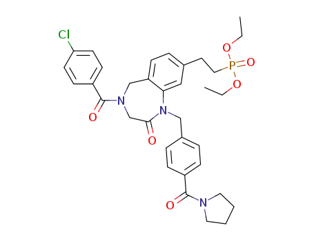 Molecular Structure of 407623-39-6 (diethyl [2-(4-(4-chlorobenzoyl)-2-oxo-1-(4-(1-pyrrolidinecarbonyl)benzyl)-2,3,4,5-tetrahydro-1H-benzo[e][1,4]-diazepin-8-yl)ethyl]phosphonate)